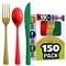 Exquisite Polished Plastic Silverware – 150 Pcs Heavy Duty Cutlery Set – 50 Each of Forks, Knives & Spoons – Disposable Utensil Set for Parties, Events & Catering – Flatware Set by Party Solids